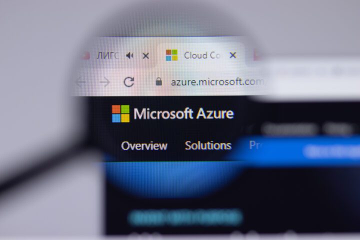 New York, USA – 26 April 2021: Microsoft Azure logo close-up on website page, Illustrative Editorial.